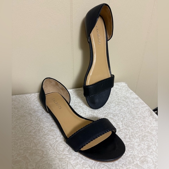 Talbots Black leather open toe D’orsay flats 8 Career Professional neutral - Picture 1 of 9